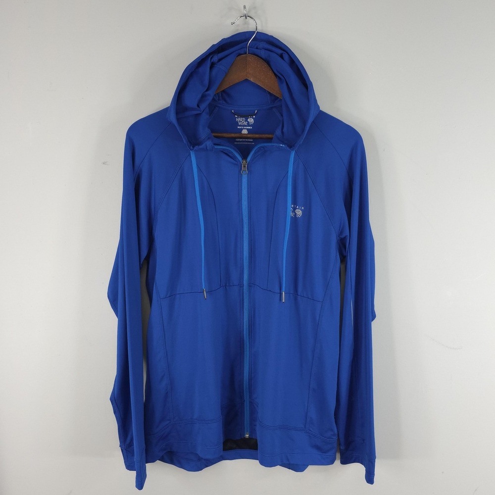 Mountain Hardwear Jacket Mens Large‎ Blue Mighty Power Hooded Zip Windbreaker
